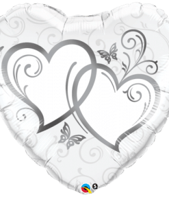 Qualatex Foil 18inch Entwined Hearts (silver)